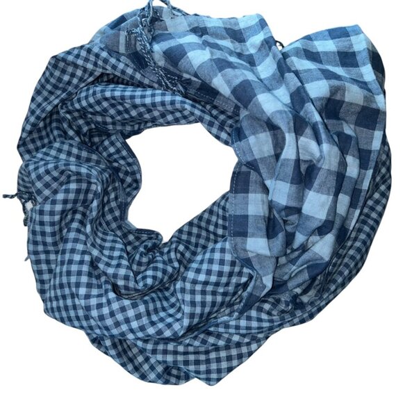 mossimo light chambray blue double faced cotton Gingham Buffalo Plaid sc… - Picture 2 of 5